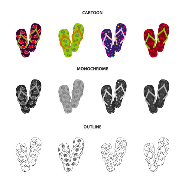 人字拖卡通轮廓单色图标设置图片下载