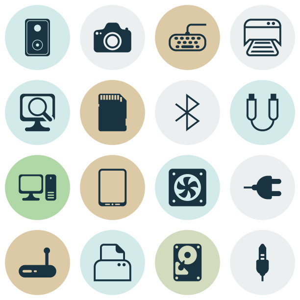 一组16个计算机硬件图标包括笔记本电脑图片下载