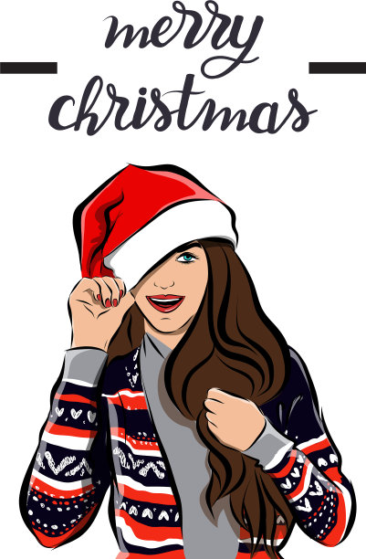 圣诞快乐，新年女孩形象快乐图片下载