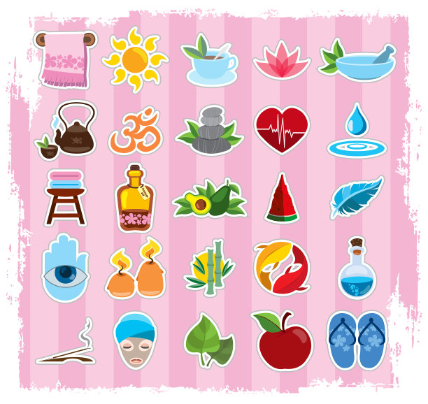 水疗图标设置健康的生活方式水疗图标上图片下载