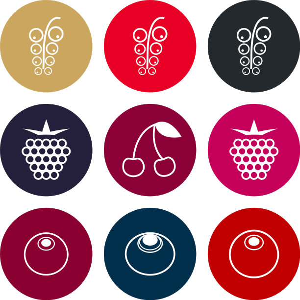 浆果图标设置在柔和的音调图片下载