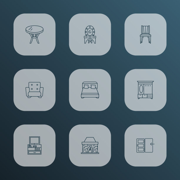 室内图标线条样式设置双人床图片下载