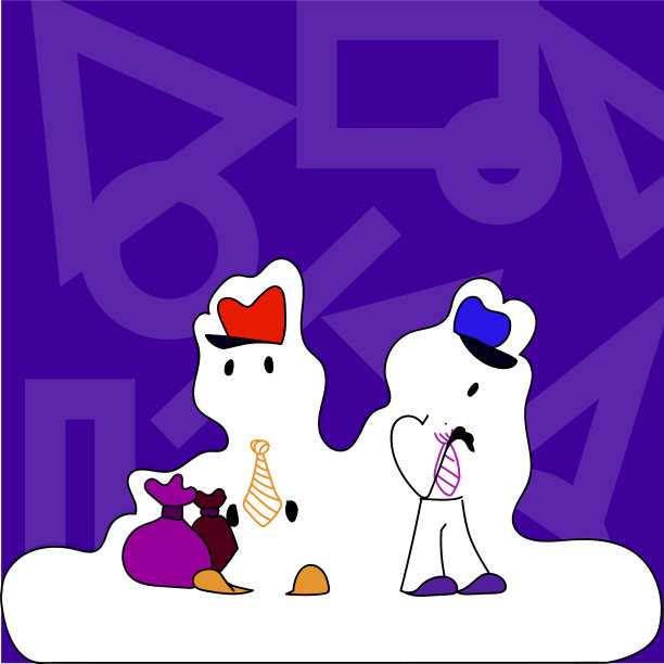 图两名男子站在五颜六色的帽子领带图片下载