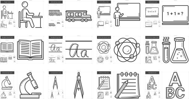 教育线图标集图片下载