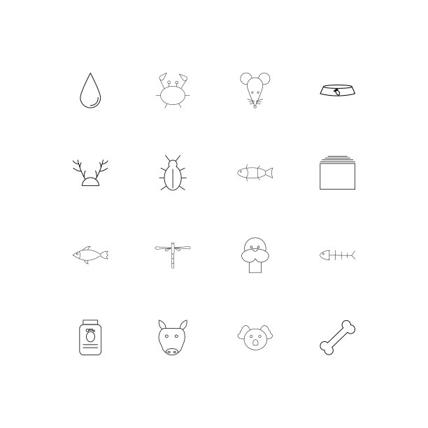 动物线形瘦削的图标设置轮廓简单图片下载