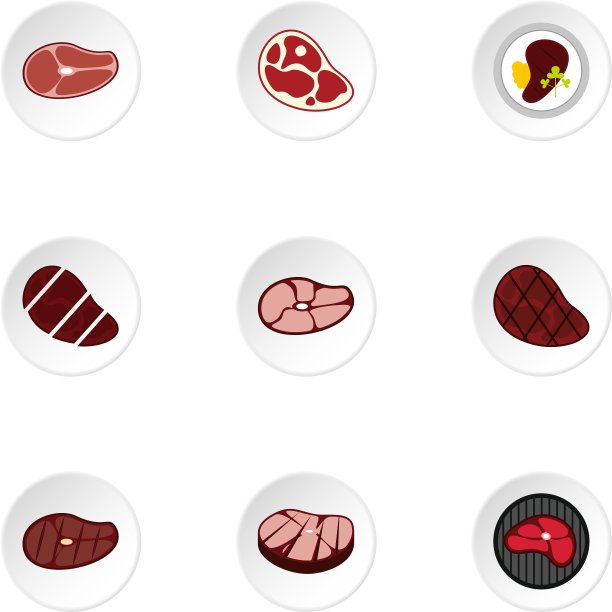 小牛肉图标设置扁平风格图片下载