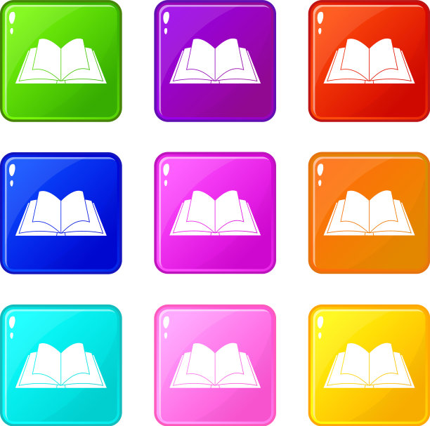 打开的书与页飘动的图标9集图片下载