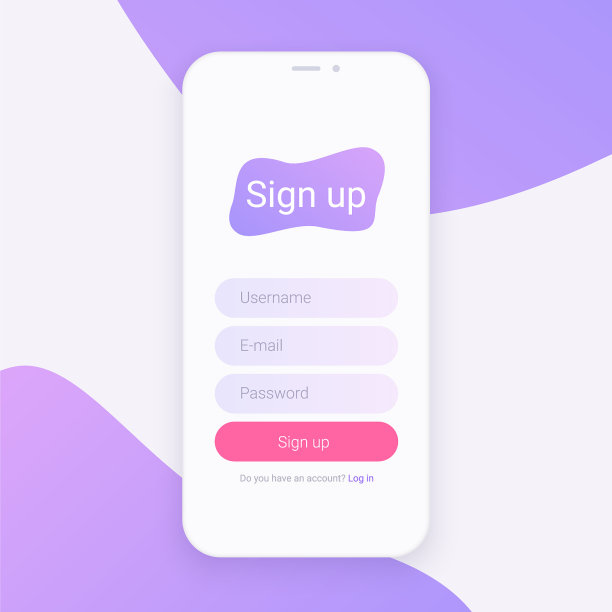 注册屏幕干净的手机UI设计理念图片下载
