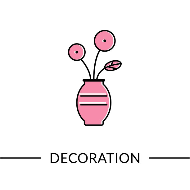 花在花瓶装饰家具线条图标图片下载