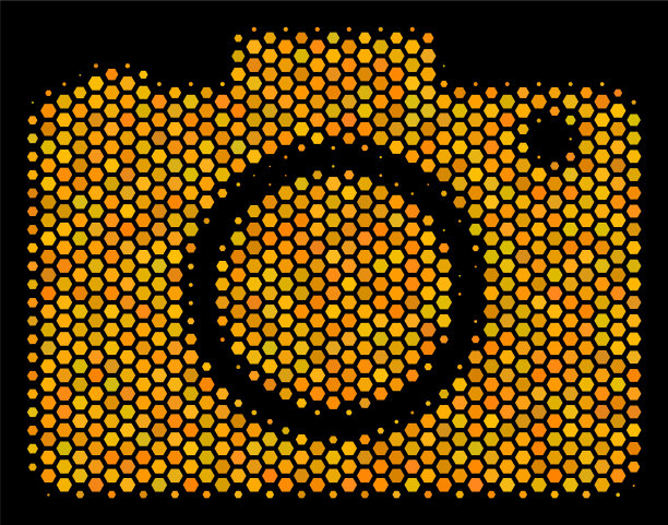 六边形半色调照片相机图标图片下载