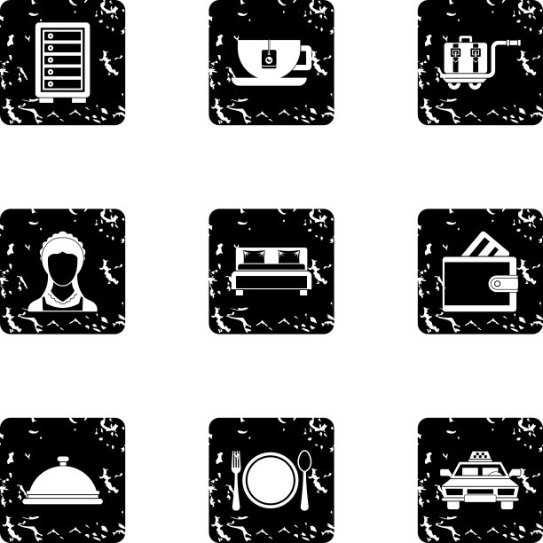 旅馆的图标设置了垃圾摇滚风格图片下载