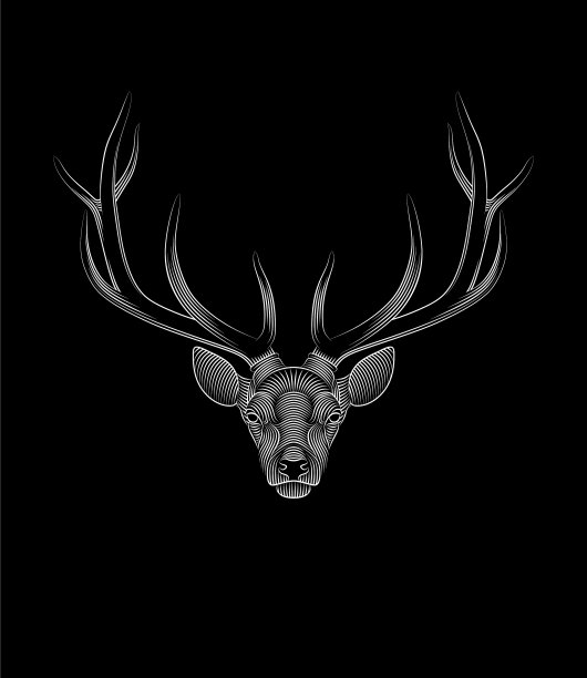 程式化的鹿在黑色的背景肖像图片下载