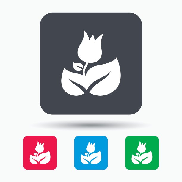 带叶子标志的玫瑰花图标花店植物图片下载