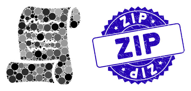 马赛克脚本卷图标与遇险zip密封图片下载