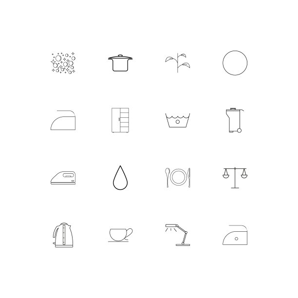 家电线形薄图标设置轮廓图片下载