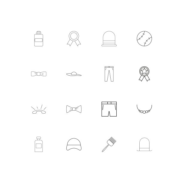 美丽连衣裙和衣服线形瘦身图标集图片下载