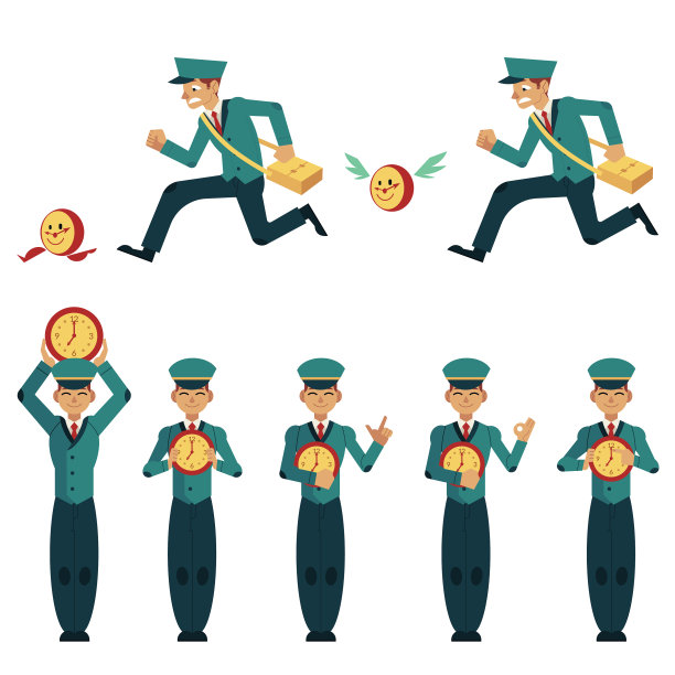 邮差和时间时钟截止概念图片下载