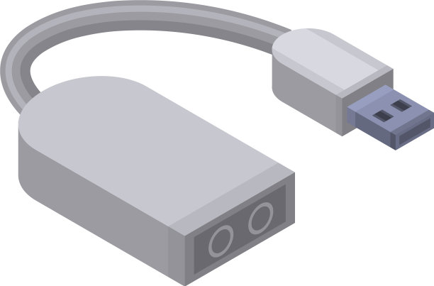 Usb到音频插孔图标等距风格图片下载