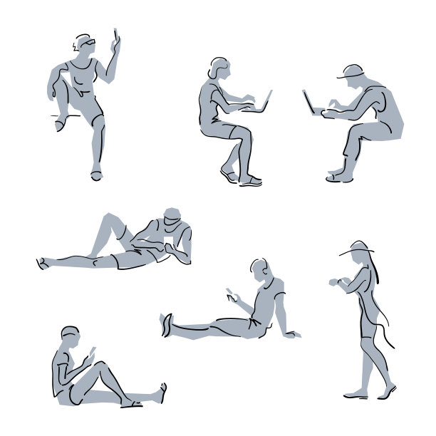 人们用小玩意简单勾勒线条图片下载