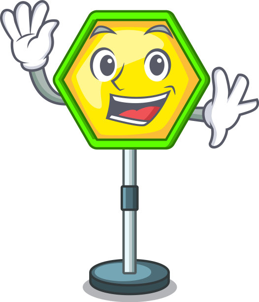 在交通道路上挥舞卡通交通标志图片下载