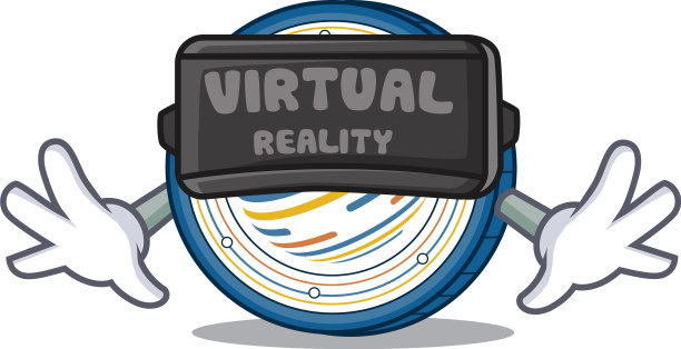 与虚拟现实事实硬币吉祥物卡通图片下载