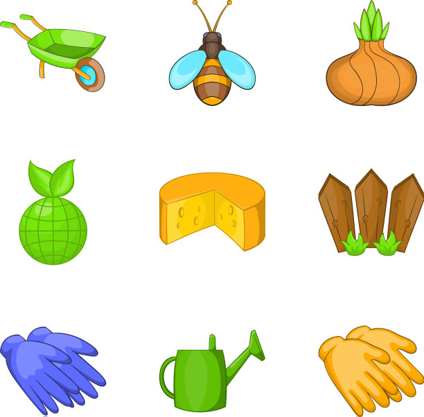 收获时间图标设置卡通风格图片下载