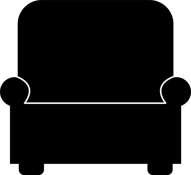 扶手椅图标上的白色背景平风格图片下载