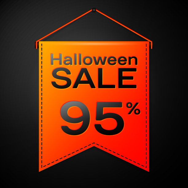 刻有万圣节字样的橙色三角旗图片下载