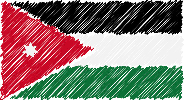 手画约旦国旗孤立在一个图片下载