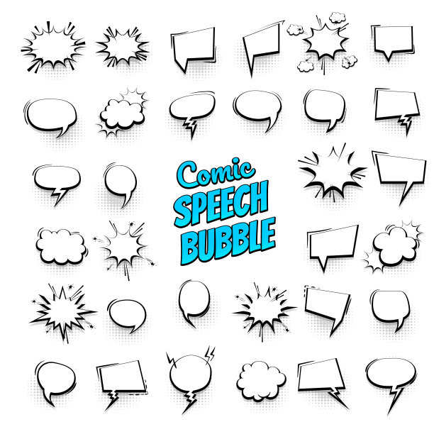 大set手绘效果喜剧演讲泡泡图片下载