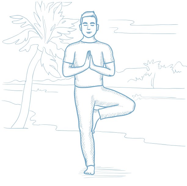 在海滩上练习瑜伽的男人图片下载