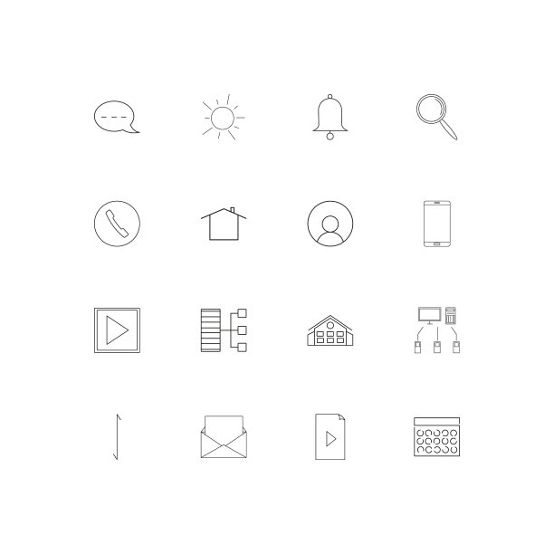 标志和符号线形细长的图标集概述图片下载