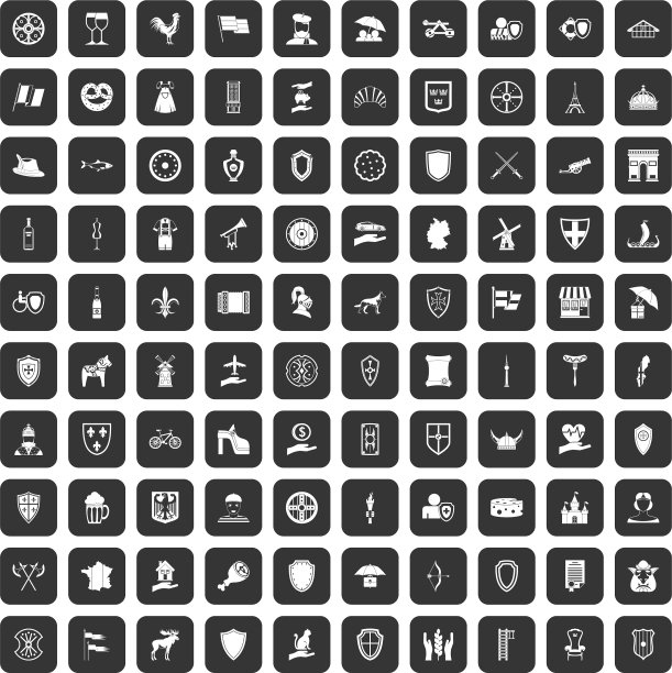 100个盾牌图标设置为黑色图片下载