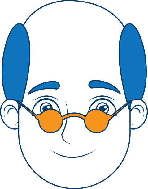 男人卡通与蓝色头发的脸肖像图片下载