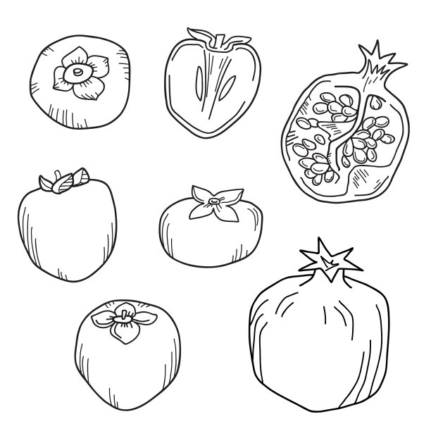 天然有机石榴和柿子图片下载