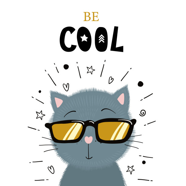 可爱的小猫戴着墨镜，文字很酷图片下载