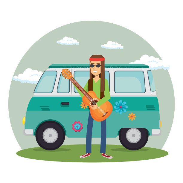 有吉他生活风格的嬉皮士图片下载