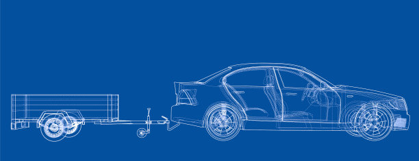带有开放式拖车草图的轿车图片下载