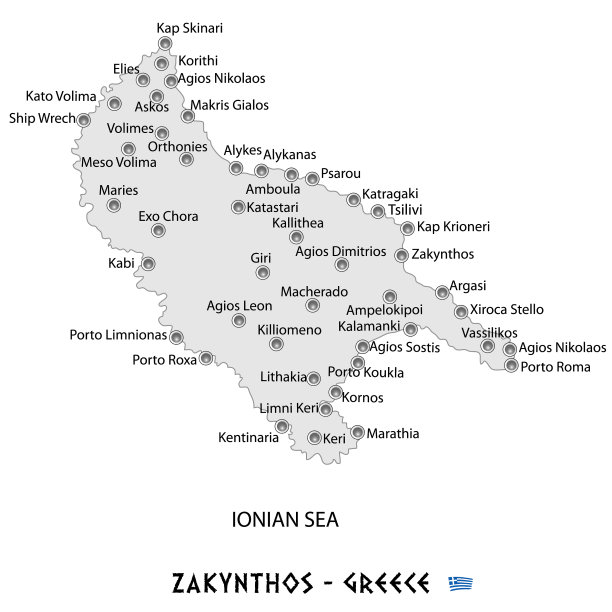 希腊扎金托斯岛白色地图图片下载