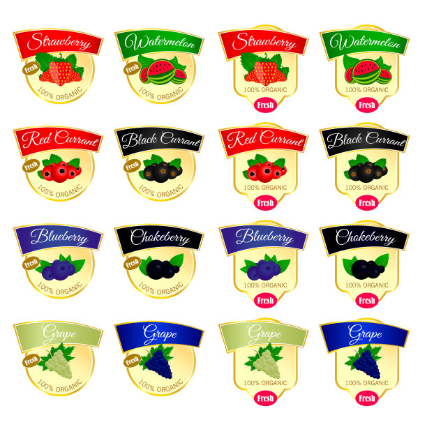 有机食品的标签设置鲜艳图片下载
