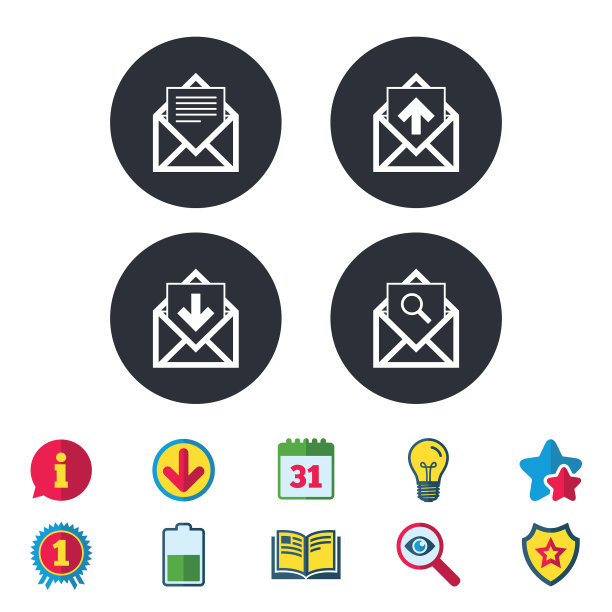 邮件信封图标消息文档符号图片下载