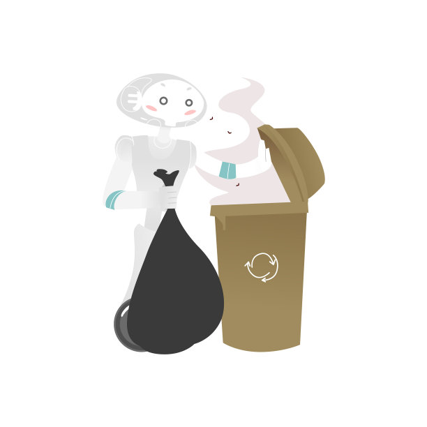 轮式机器人助手把垃圾袋拿出来图片下载