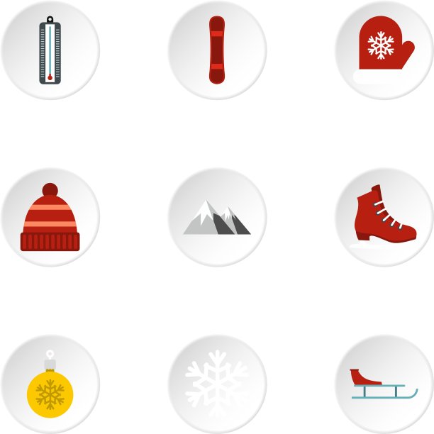 冬季的图标都是扁平风格图片下载