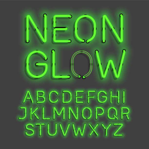 氖辉光字母表图片下载