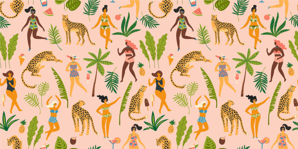 无缝模式与跳舞女士在图片下载