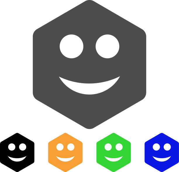 六边形微笑笑脸图标图片下载