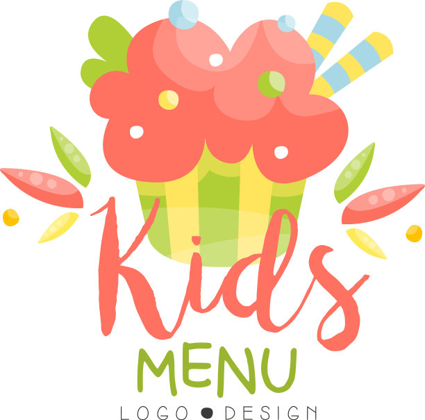 儿童菜单标识设计健康有机食品图片下载