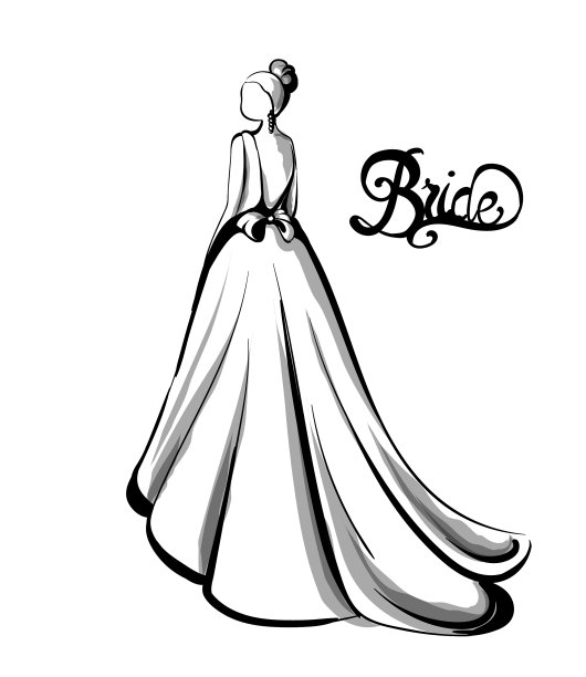 新娘剪影线条艺术优美悠长图片下载
