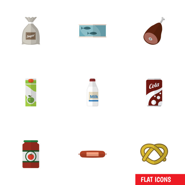 扁平图标套餐饼干波兰熏肠罐头金枪鱼图片下载