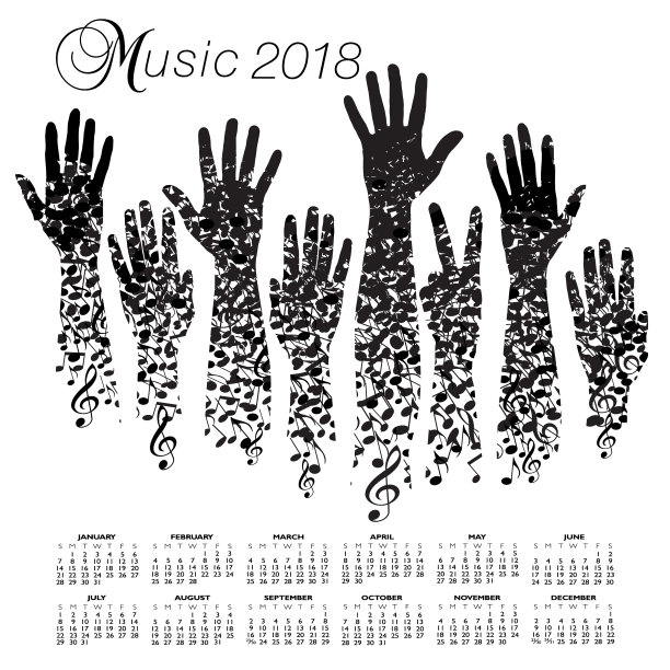 富有创意的2018年音乐日历图片下载